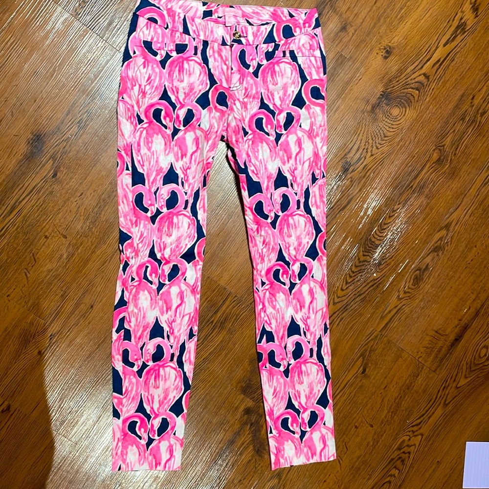 EUC FUN Lilly Pulitzer Flamingo print pants! Size 00